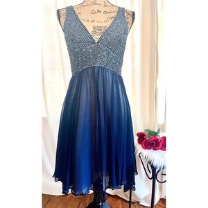 Adrianna Papell Silk Beaded Cocktail Dress